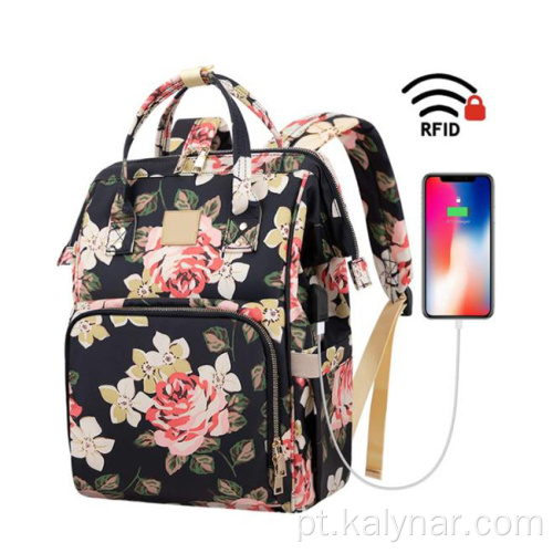 Backpack de viagens escolares impressas em flores